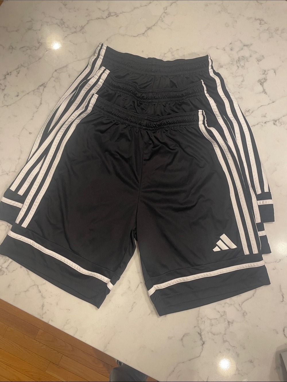 adidas Black Shorts with White Side Stripes - Kids